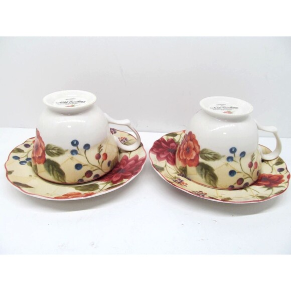 Noble Excellence Splendor Set Of 2 Floral Cups And 2 Saucers - Picture 5 of 10